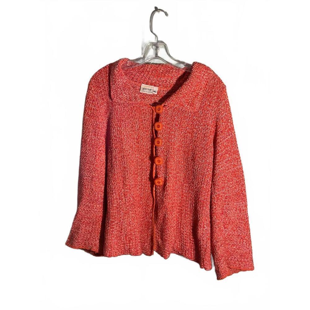 Habitat Orange Button-Up Knit Cardigan Sweater M/L